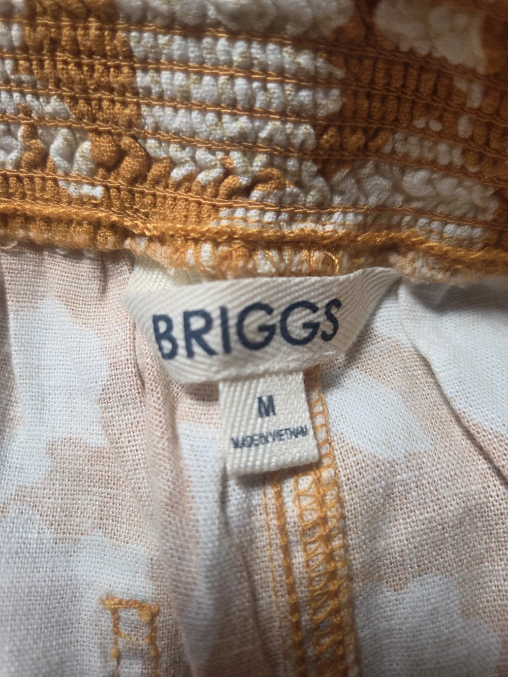 Women’s BRIGGS Floral Elastic Waist Shorts in Orange and White Sz M ~ Bin R